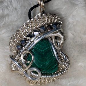 Malachite Wire Wrapped Necklace